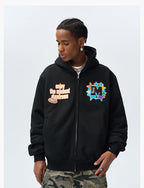 MEDM Blooming Star Embroidered Zip-Up Hoodie