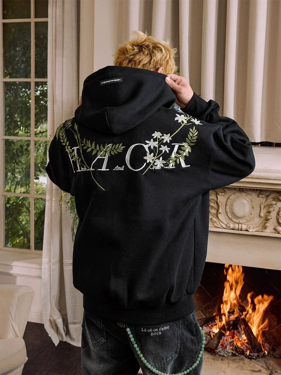 Harsh and Cruel Floral Garland Wreath Embroidered Hoodie