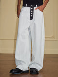 YADcrew Herringbone Waist Contrast Baggy Jeans