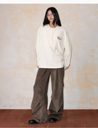 MEDM Flower Button Henley Long Sleeve Tee