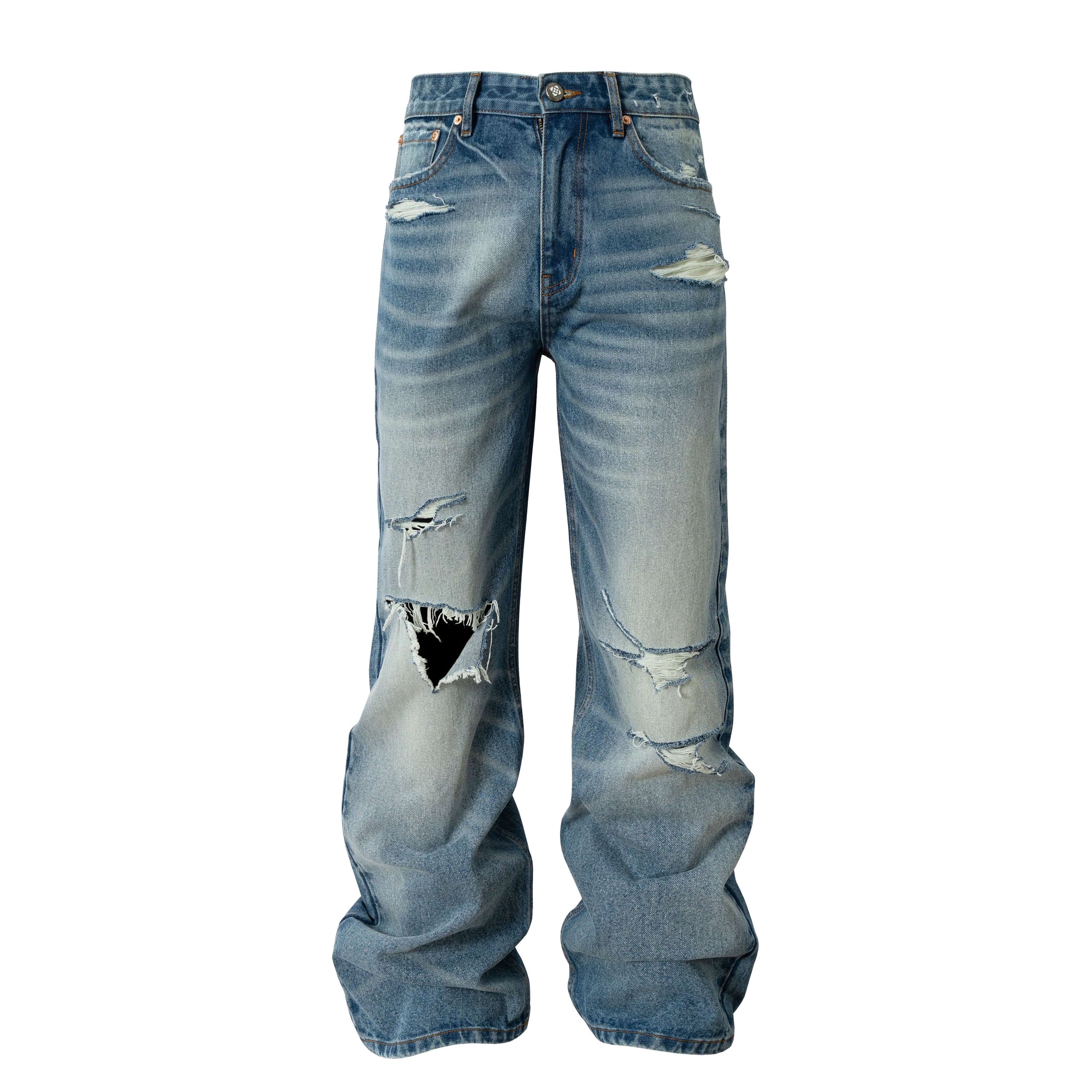 YADcrew Vintage Whiskered Washed Distressed Jeans