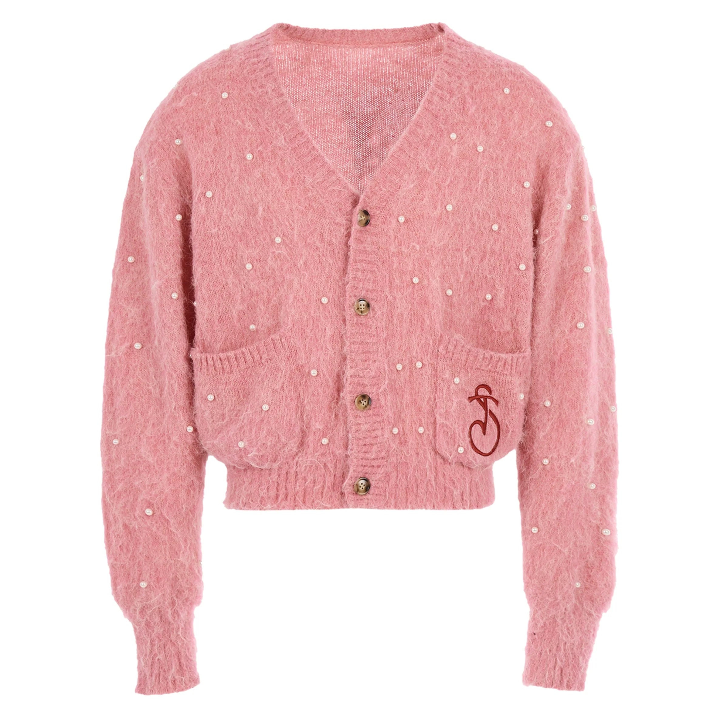 STEEPC Wool Blend Pearl Knit Cardigan