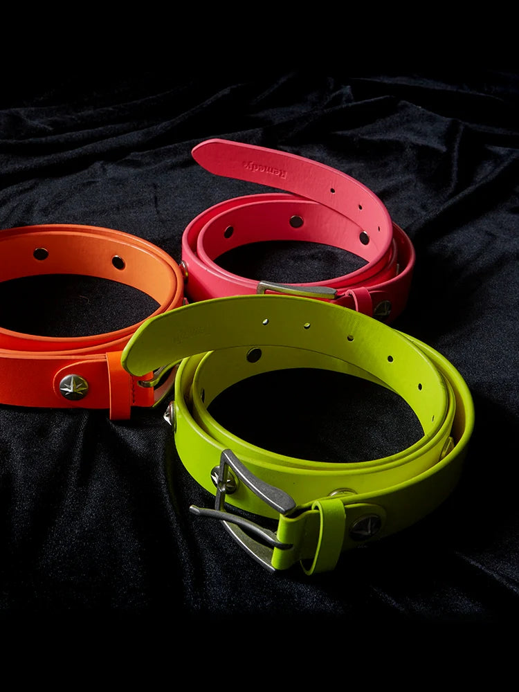 Remedy Neon Metal Studded Leather Belt