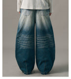 S45 Slanted Panel Curved Washed Jeans