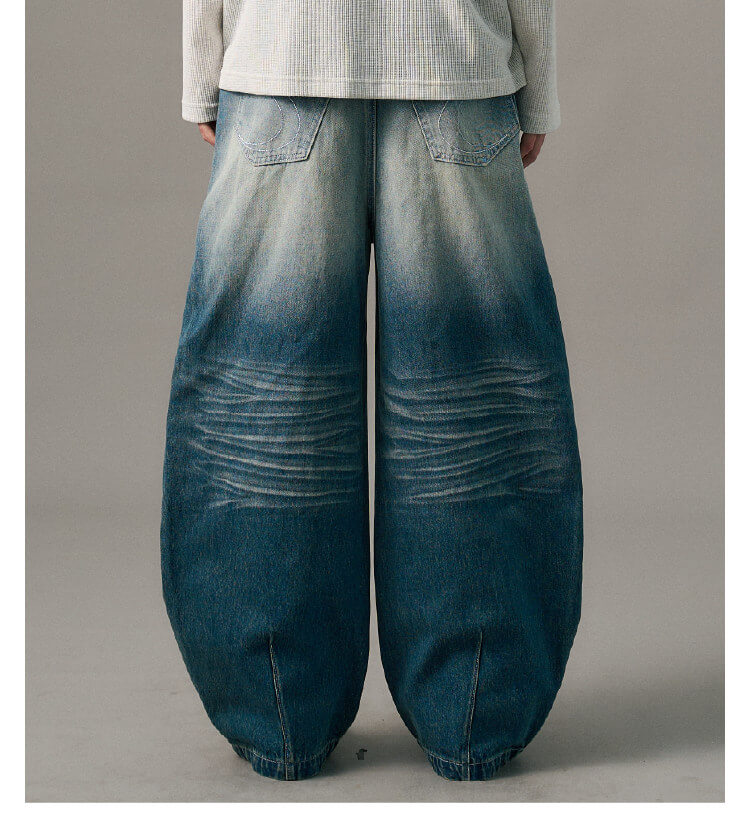 S45 Slanted Panel Curved Washed Jeans
