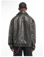 F3F Select Vintage PU Leather Zip Up Jacket