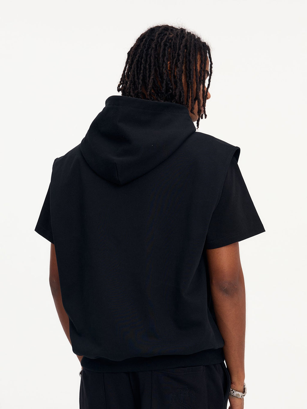 Small Town Kid Basic Embroidered Logo Sleeveless Hoodie