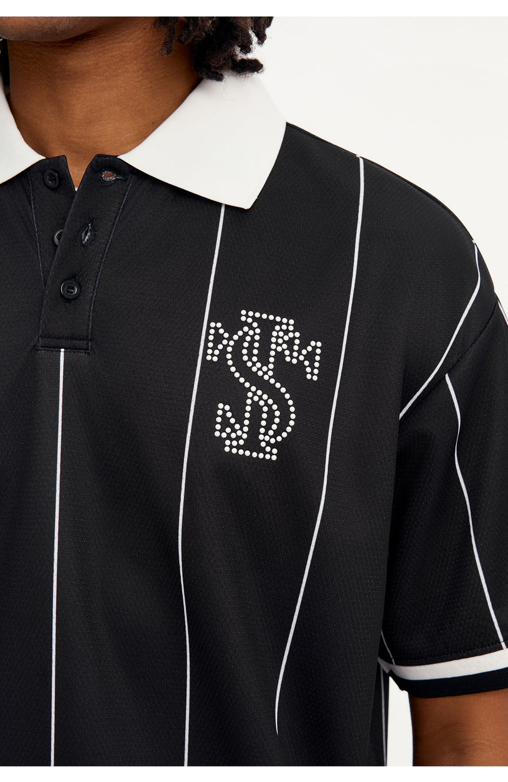 Small Town Kid Pearl Logo Striped Polo Jersey