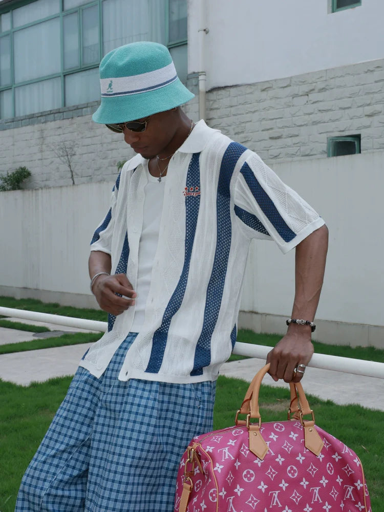 STEEPC Colorblock Knit Short Sleeve Shirt
