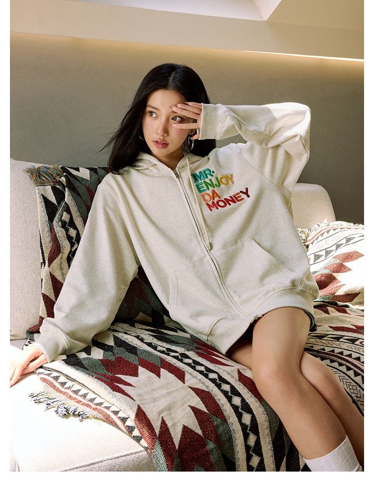 MEDM Rainbow Letter Zip Up Hoodie