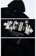 MEDM Floral Logo Embroidered Zip Up Hoodie
