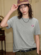 YADcrew Heart Puzzle Logo Print Rhinestone Tee
