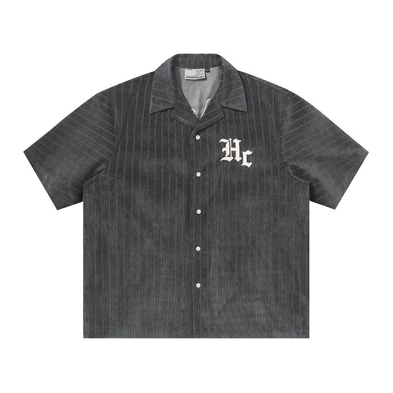 Harsh and Cruel Gothic Word Embroidered Cuban Shirt
