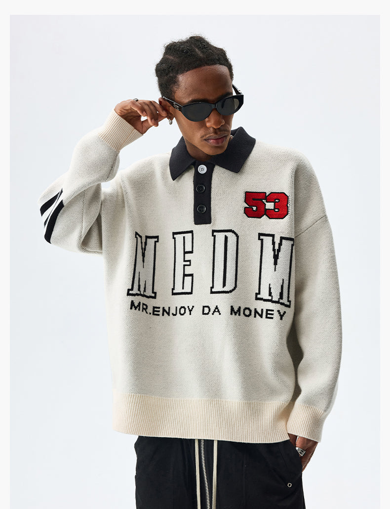 MEDM Patchwork Striped Elbow Knit Sweater