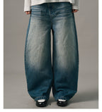 S45 Slanted Panel Curved Washed Jeans