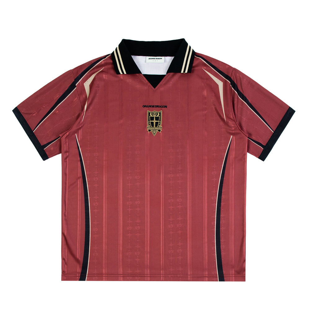ORANGEDRAGON ODFC Striped Embroidered Soccer Jersey Uniform Polo Shirt