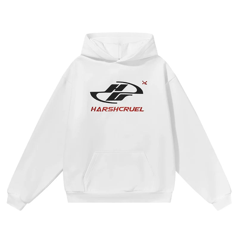 Harsh and Cruel Dynamic Embroidered Logo Loose Hoodie