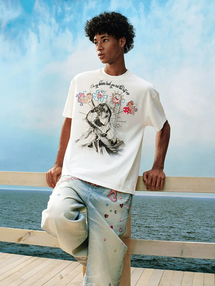 YADcrew Cupid Kiss Pearl Puzzle Graphic Tee