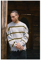 Remedy Striped Distressed Knit Sweater