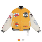 1807 × Lay’s Embroidered PU Leather Varsity Jacket