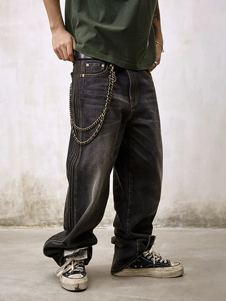 Remedy Double Layer Back Pocket Side Stitch Washed Jeans
