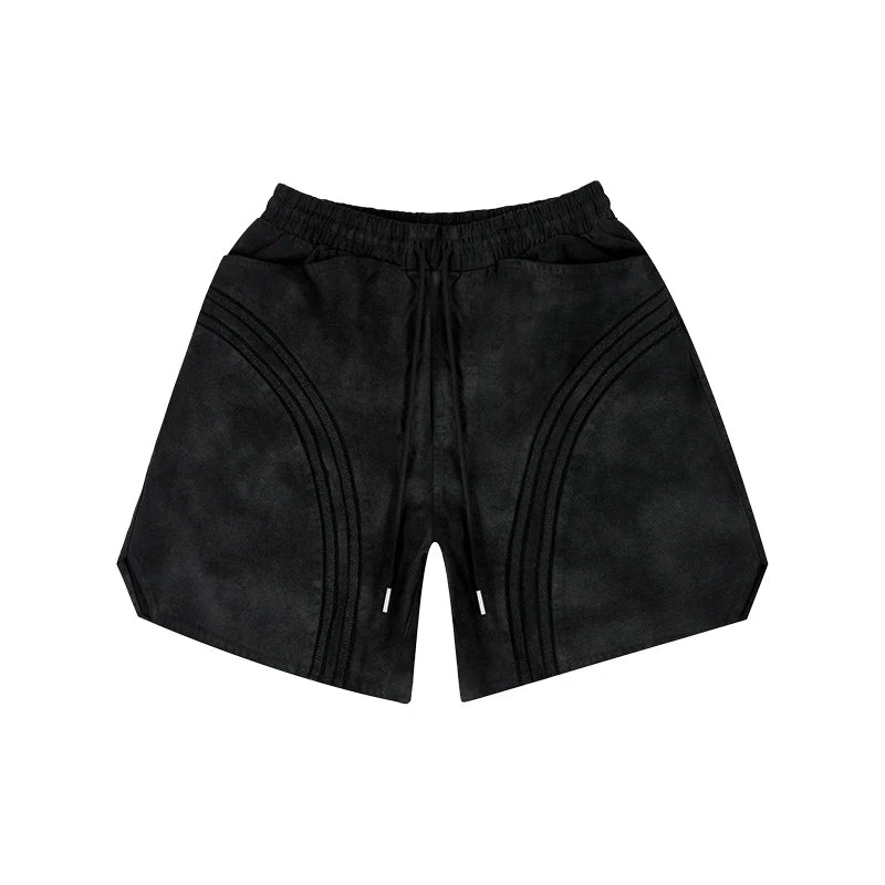 Labt Curved Design Washed Shorts