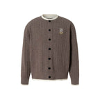 YADcrew Cable Knit Crew Neck Cardigan