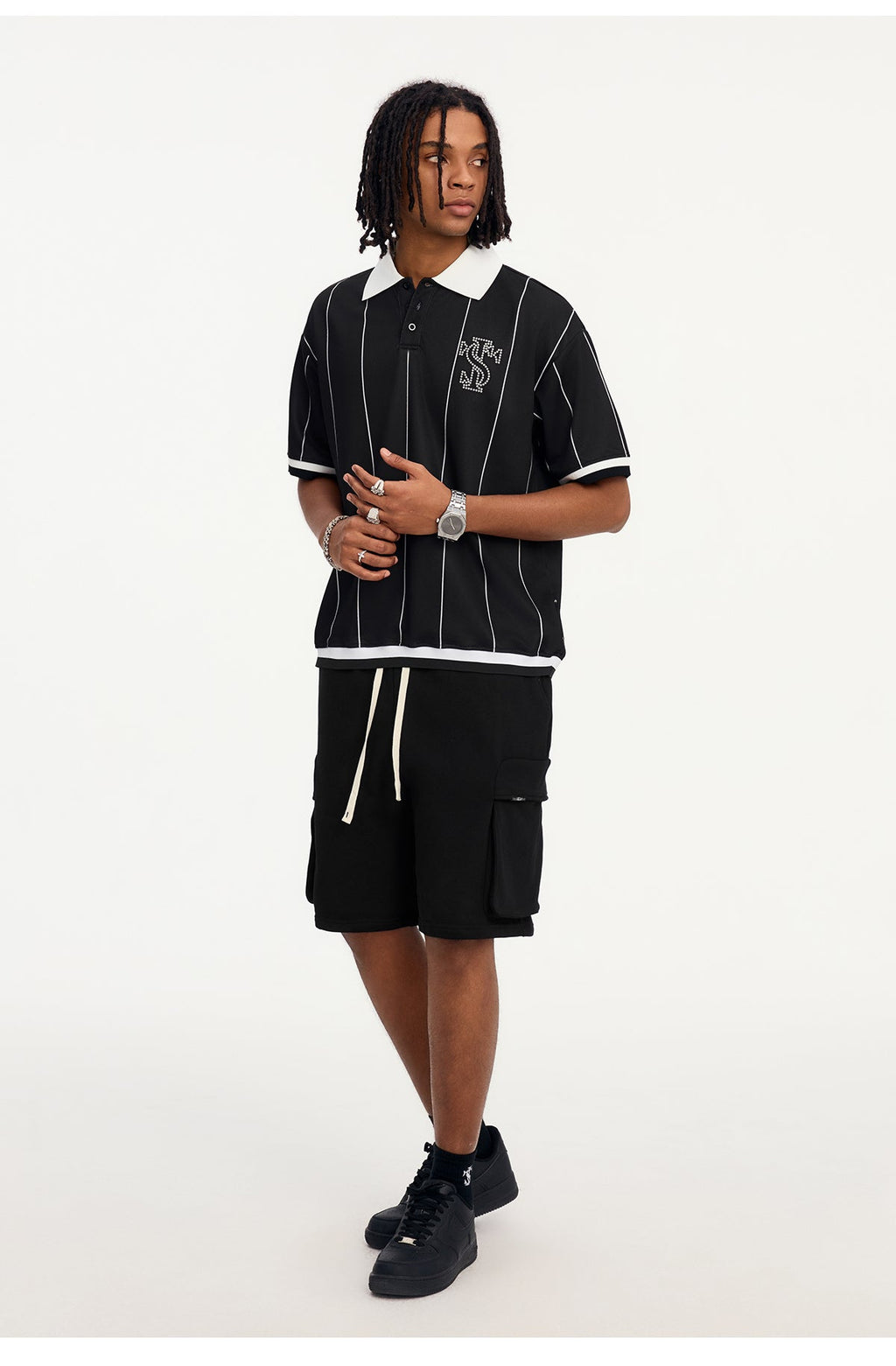 Small Town Kid Pearl Logo Striped Polo Jersey
