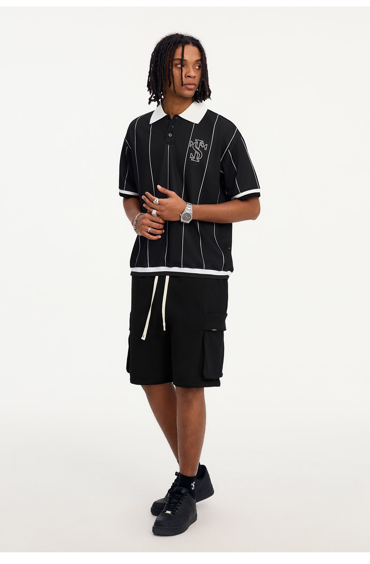 Small Town Kid Pearl Logo Striped Polo Jersey
