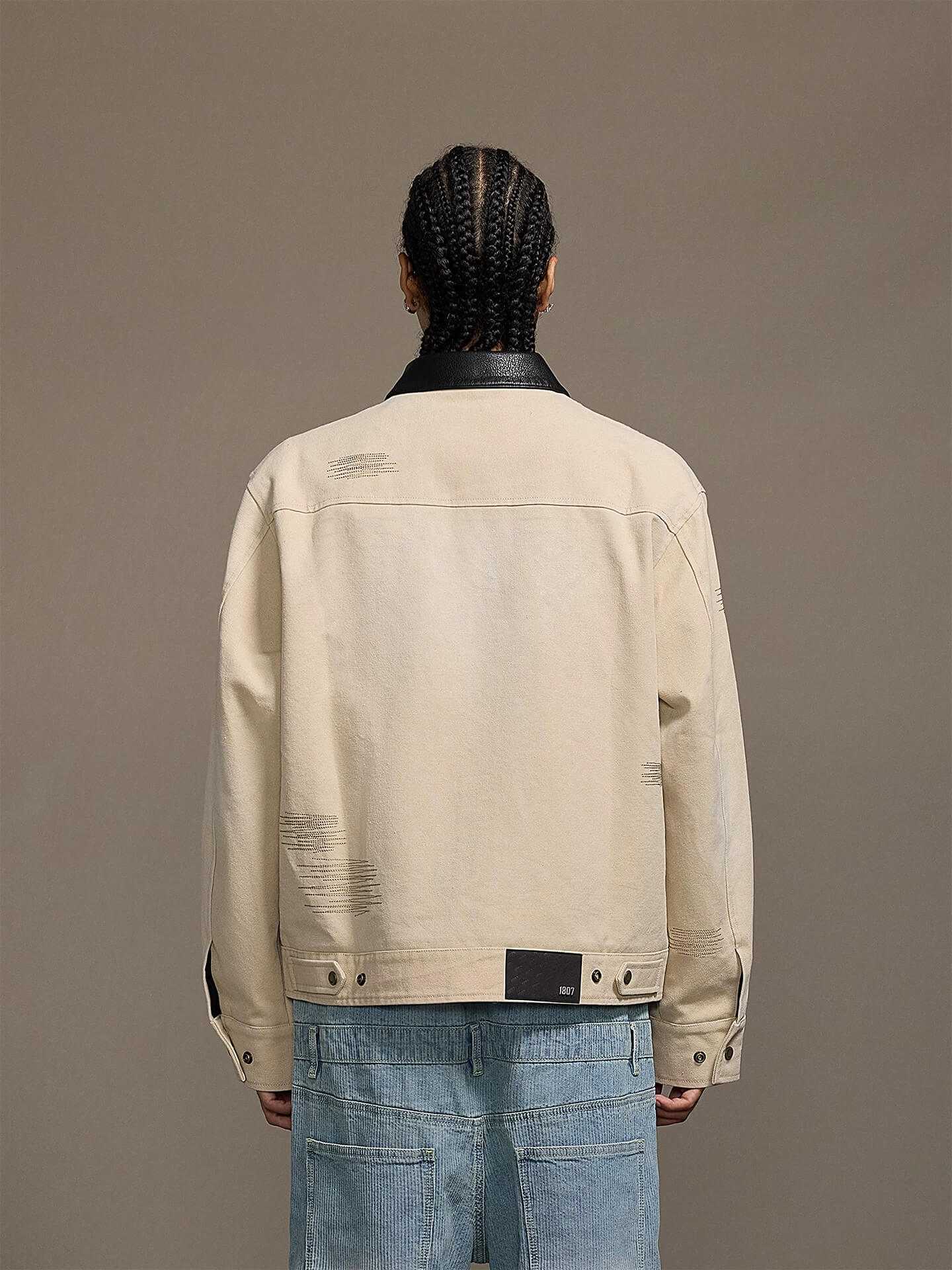 1807 Stitch Embroidered Leather Collar Detroit Jacket