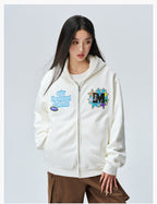 MEDM Blooming Star Embroidered Zip-Up Hoodie