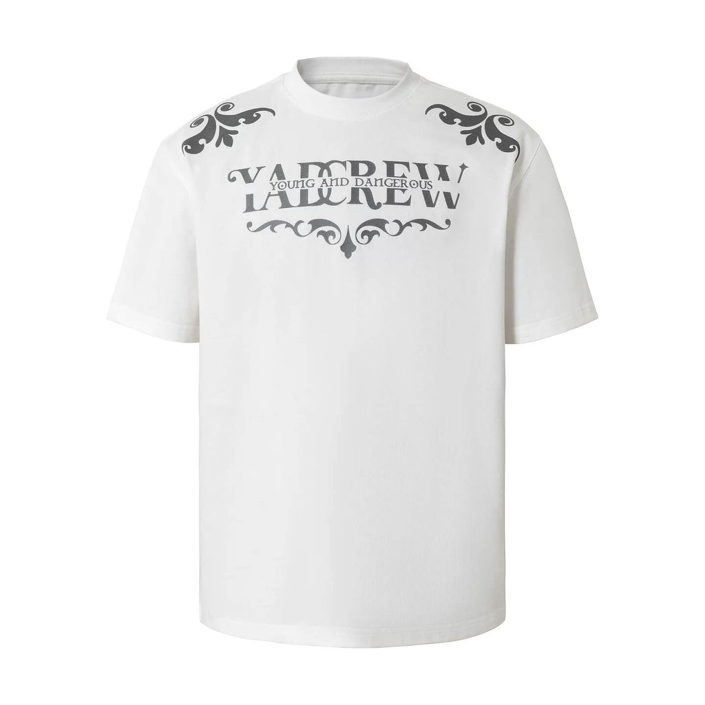 YADcrew Baroque Raised Logo Print Tee