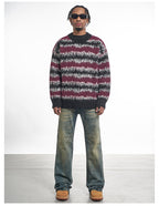 F3F Select Gradient Striped Fuzzy Knit Sweater
