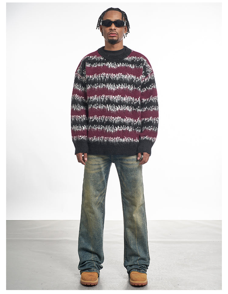 F3F Select Gradient Striped Fuzzy Knit Sweater