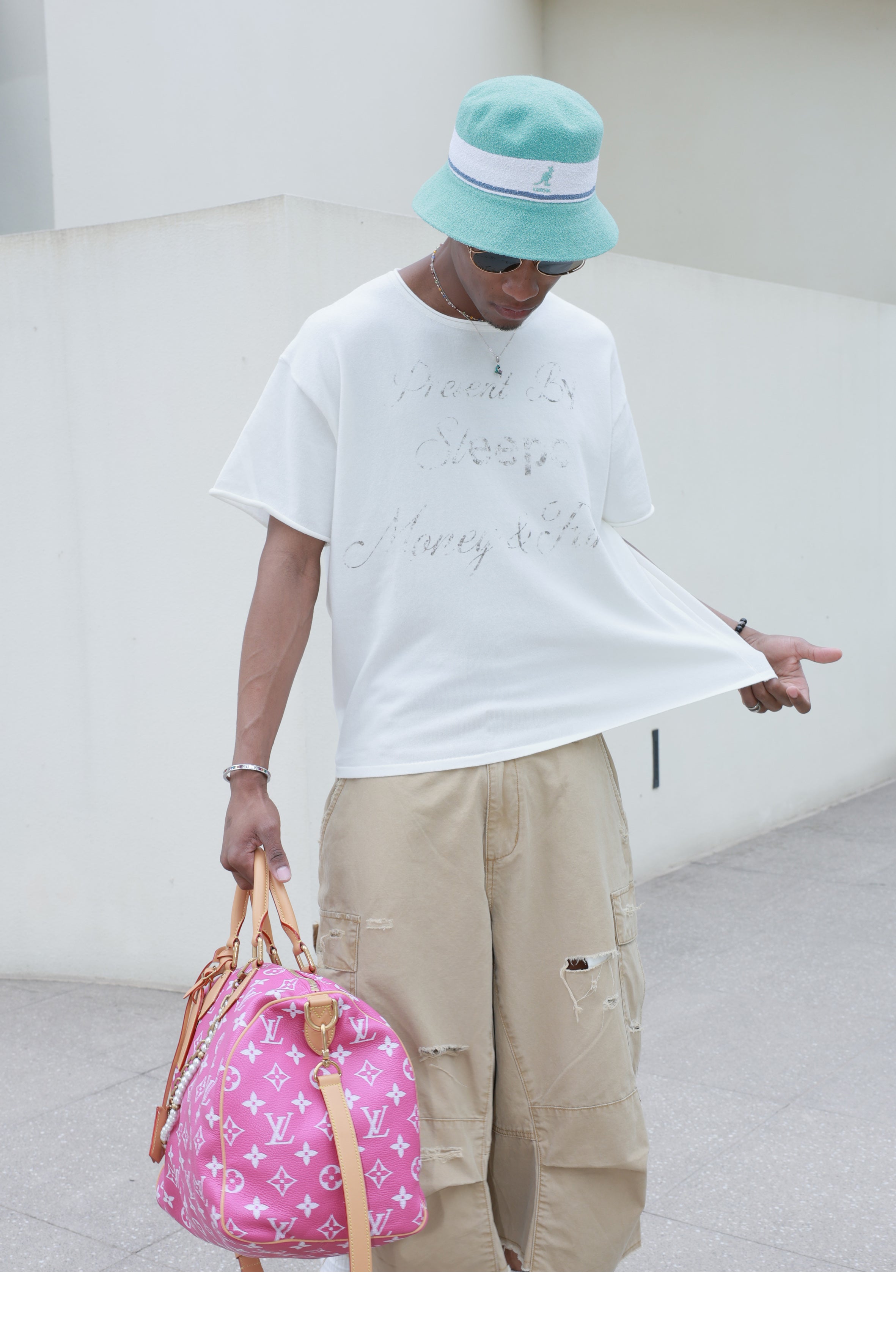 STEEPC Contrast Old Print Boxy Knit Tee