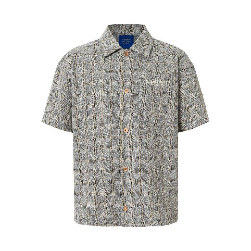 YADcrew 3D Stitch Plaid Short Sleeve Shirt