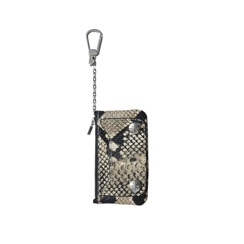 Remedy Metal Studded Keychain Coin Card Zipper Leather Wallet