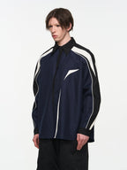 BLIND NO PLAN Asymmetric Colorblocking Long Sleeve Shirt