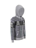 Night Lab Skull Striped Knit Zip Up Hoodie