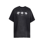 UNDERWATER Cross Print Washed Distressed Tee