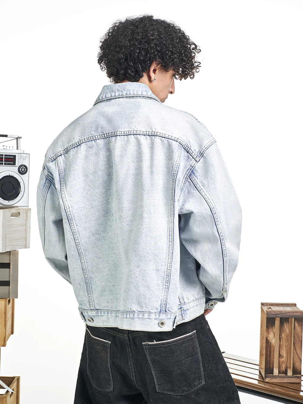 F3F Select Heavily Washed Light Blue Denim Jacket