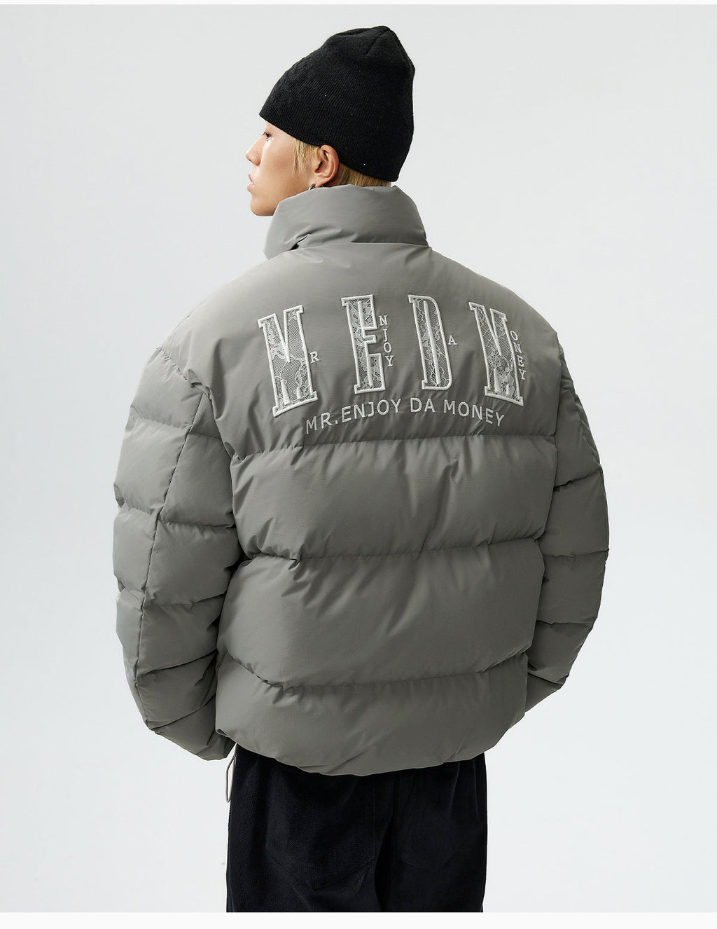 MEDM 3D Embroidered Lace Puffer Jacket