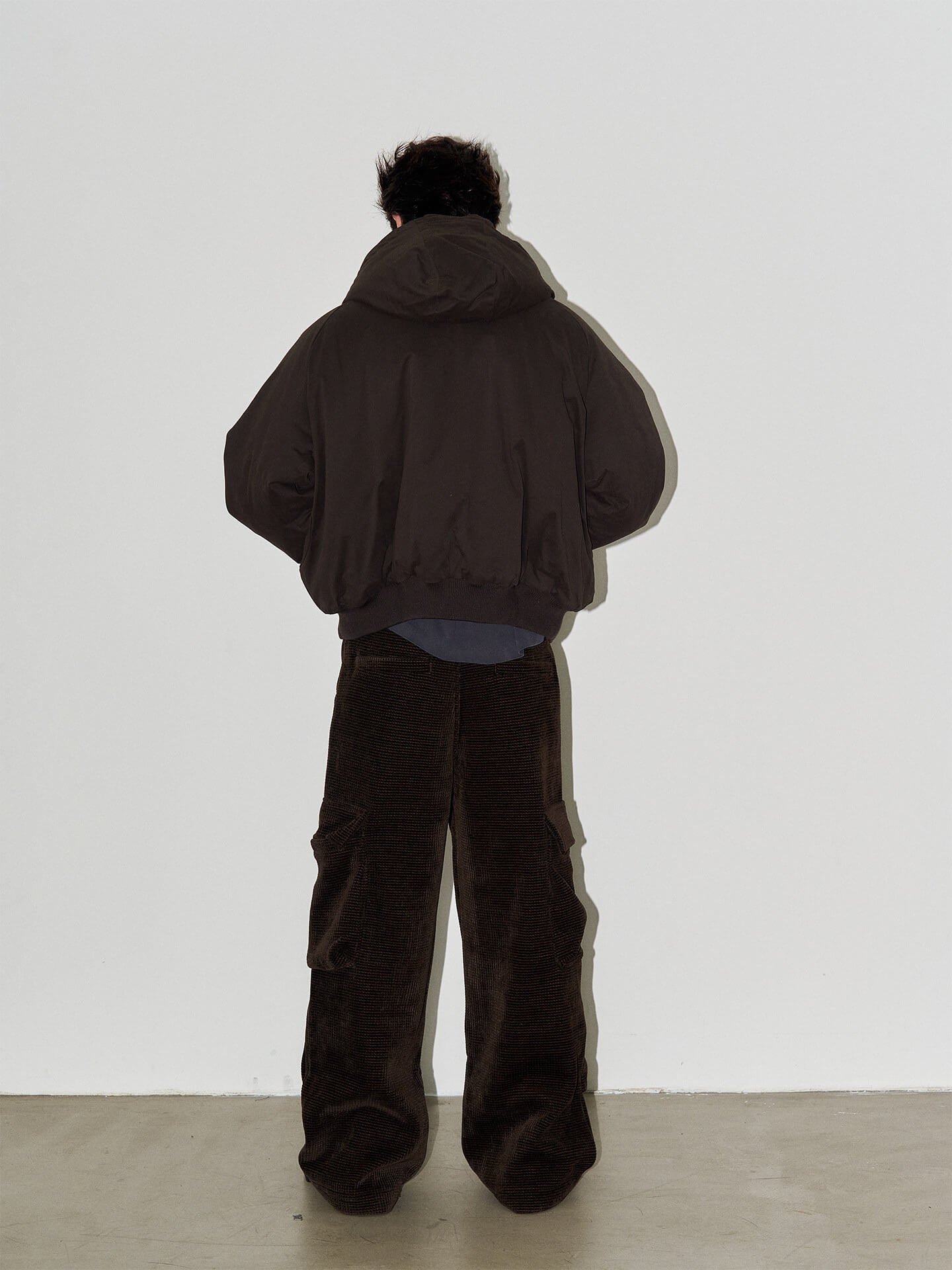 LIBERAFIT Waffle Texture Corduroy Flap Pocket Baggy Cargo Pants
