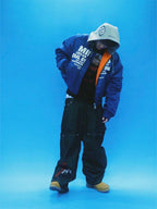 EVETS Blue MA-1 Hooded Bomber Jacket