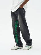 Harsh and Cruel Embroidered Logo Loose Washed Denim