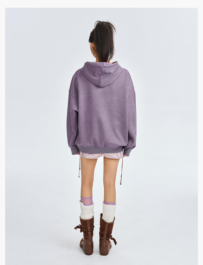 MEDM Basic Letter Logo Suede Hoodie