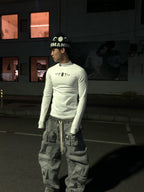 KARMANISTIC Slim Stretch Mock Neck Long Sleeve Tee