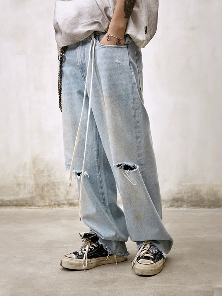 Remedy Back Pocket 3D Design Washed Hole Jeans