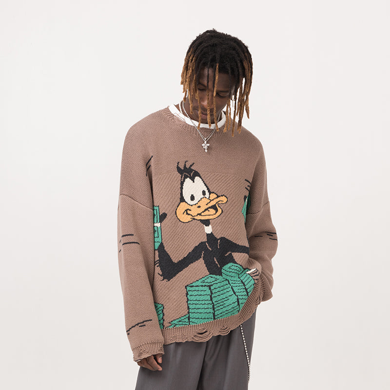 EMPTY REFERENCE Duck Cartoon Knit Sweater