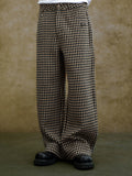 YADcrew Houndstooth Patchwork Leather Pants